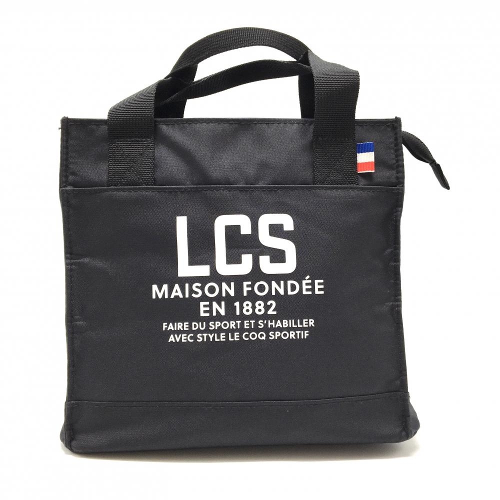 【美品】ルコック カートバッグ 黒×白 ロゴプリント 内側ポケット  ゴルフ le coq sportif