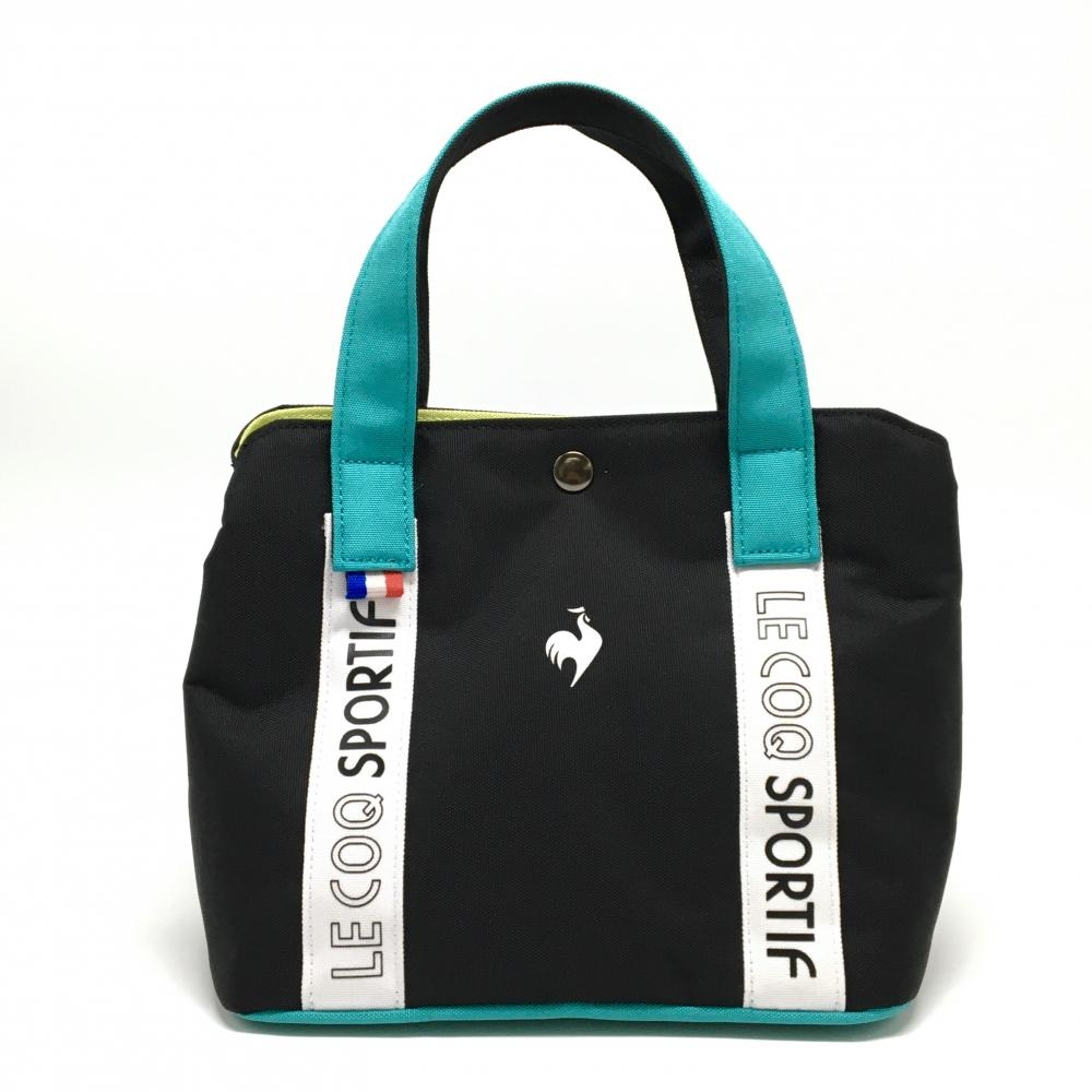 【超美品】ルコック カートバッグ 黒×グリーン系 ロゴプリント ゴルフ 2024年モデル le coq sportif