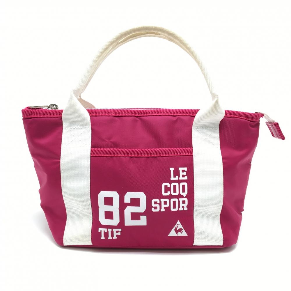 ルコック カートバッグ パープル系×白 ロゴプリント 内外ポケット  ゴルフ le coq sportif