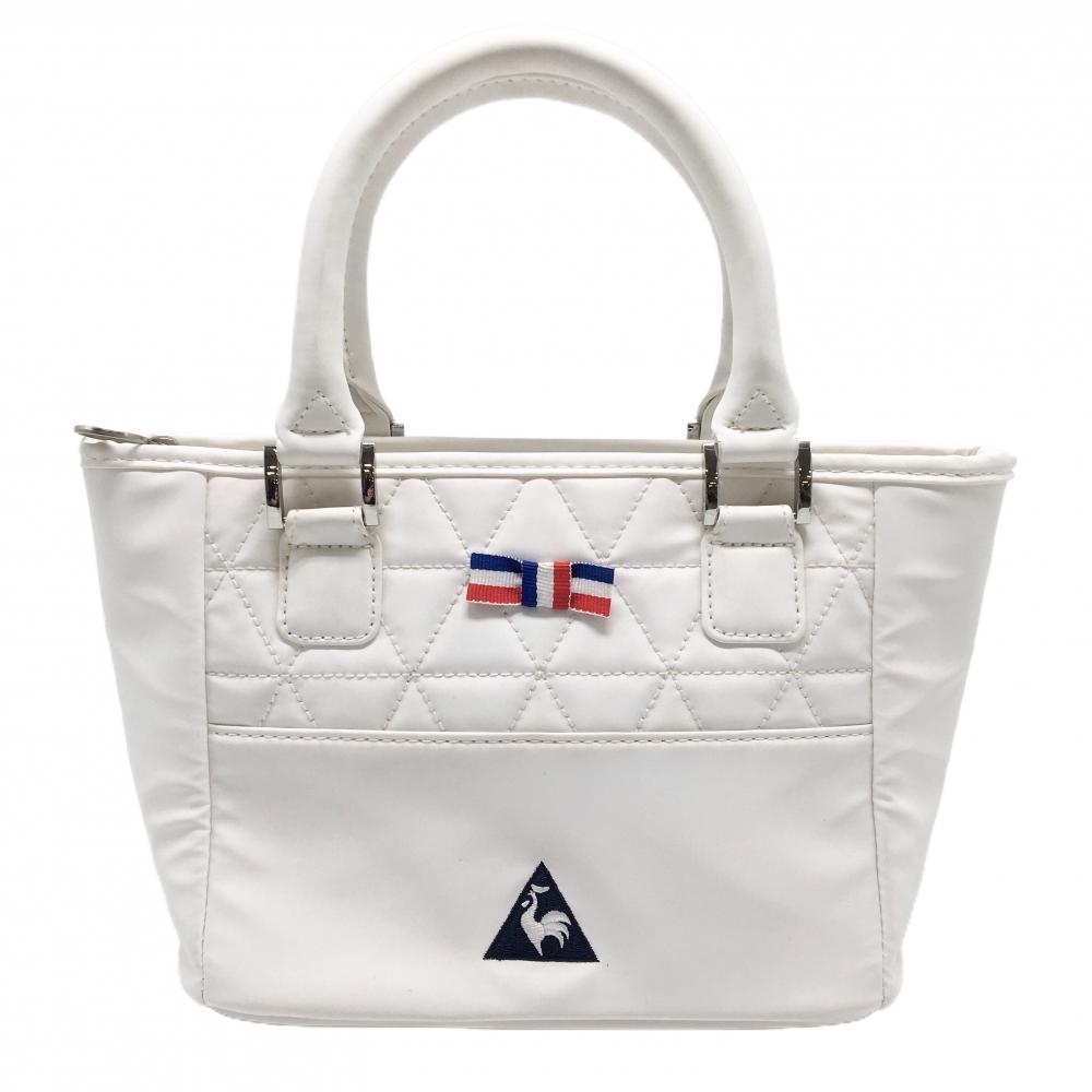 ルコック カートバッグ 白×ネイビー×レッド フロントロゴ 内ポケット ゴルフ le coq sportif