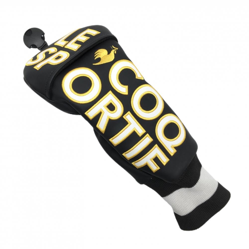 【美品】ルコックゴルフ ヘッドカバー(FW) 黒×イエロー ビッグロゴ フェアウェイウッド L ゴルフ le coq sportif