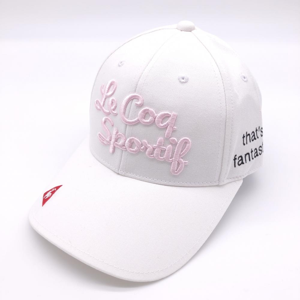 【新品】le coq sportif ルコック キャップ 白×ライトピンク 綿100％ ロゴ刺しゅう F(55-57cm) ゴルフウェア