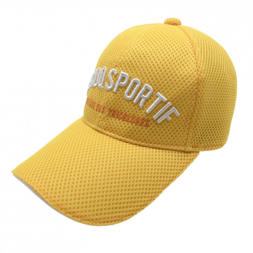 ルコックゴルフ キャップ イエロー×白 メッシュ調 F(55ｃｍ～57ｃｍ)  ゴルフウェア le coq sportif