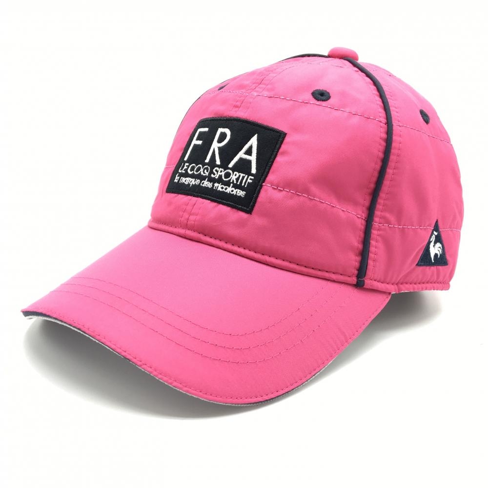 ルコック キャップ レッドピンク×黒 フロントロゴ F(57-59cm)   ゴルフウェア le coq sportif