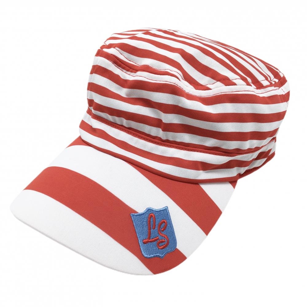 【美品】ルコック ワークキャップ 白×レッド ボーダー F(55～57cm)   ゴルフウェア le coq sportif