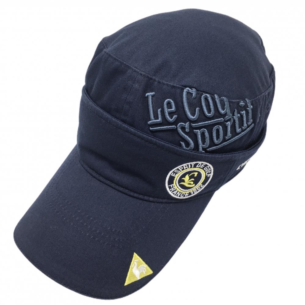 ルコック 2WAYワークキャップ ネイビー×白×イエロー サンバイザー  F(57-59㎝)   ゴルフウェア le coq sportif