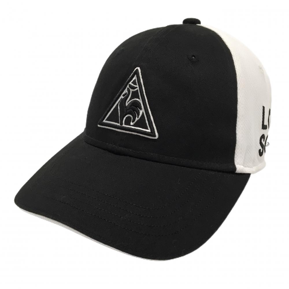 【美品】ルコック キャップ 黒×白 ロゴ刺しゅう F(57-59㎝)   ゴルフウェア le coq sportif