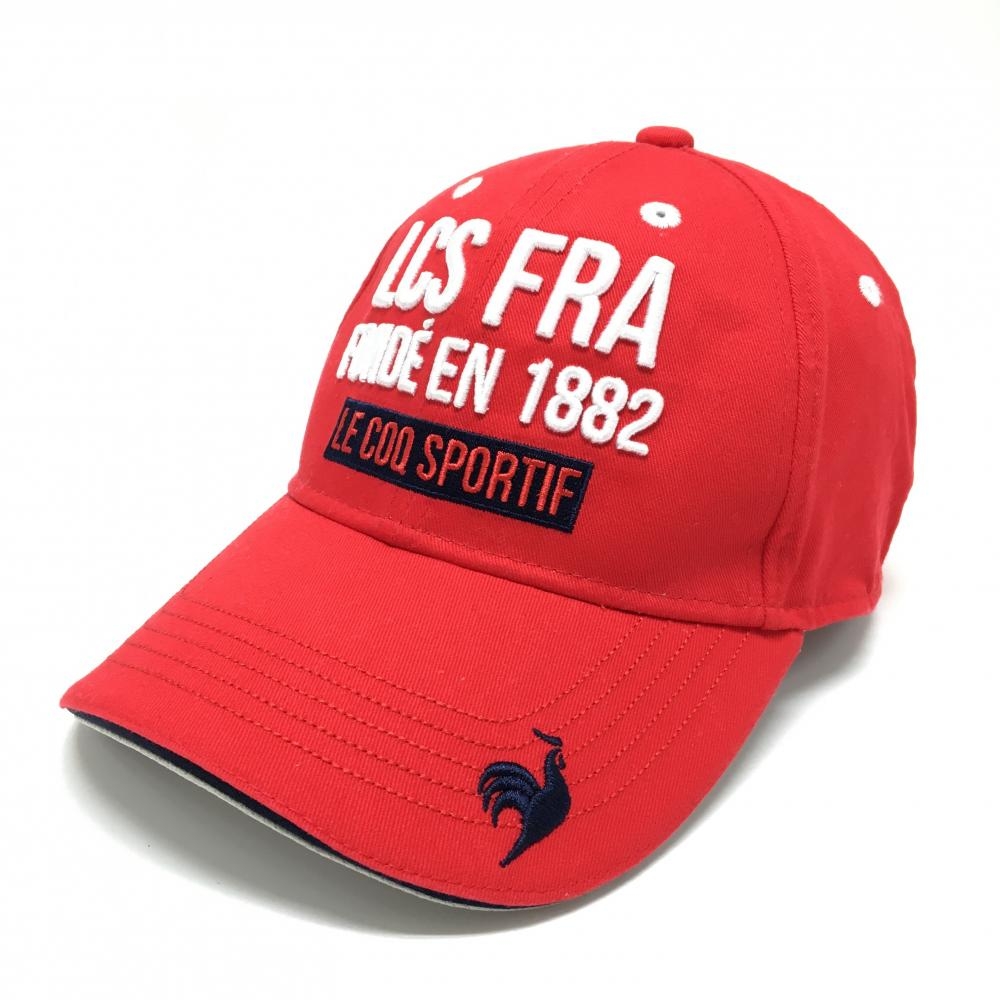 【美品】ルコックゴルフ キャップ レッド×白 立体ロゴ刺しゅう  F(57-59cm)   ゴルフウェア le coq sportif