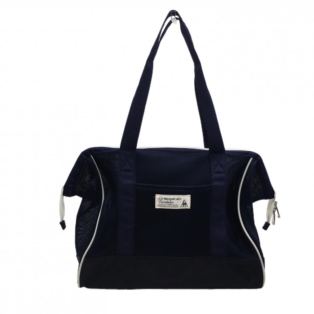 【美品】ルコック ボストンバッグ ネイビー メッシュ素材 内側ポケットゴルフ le coq sportif