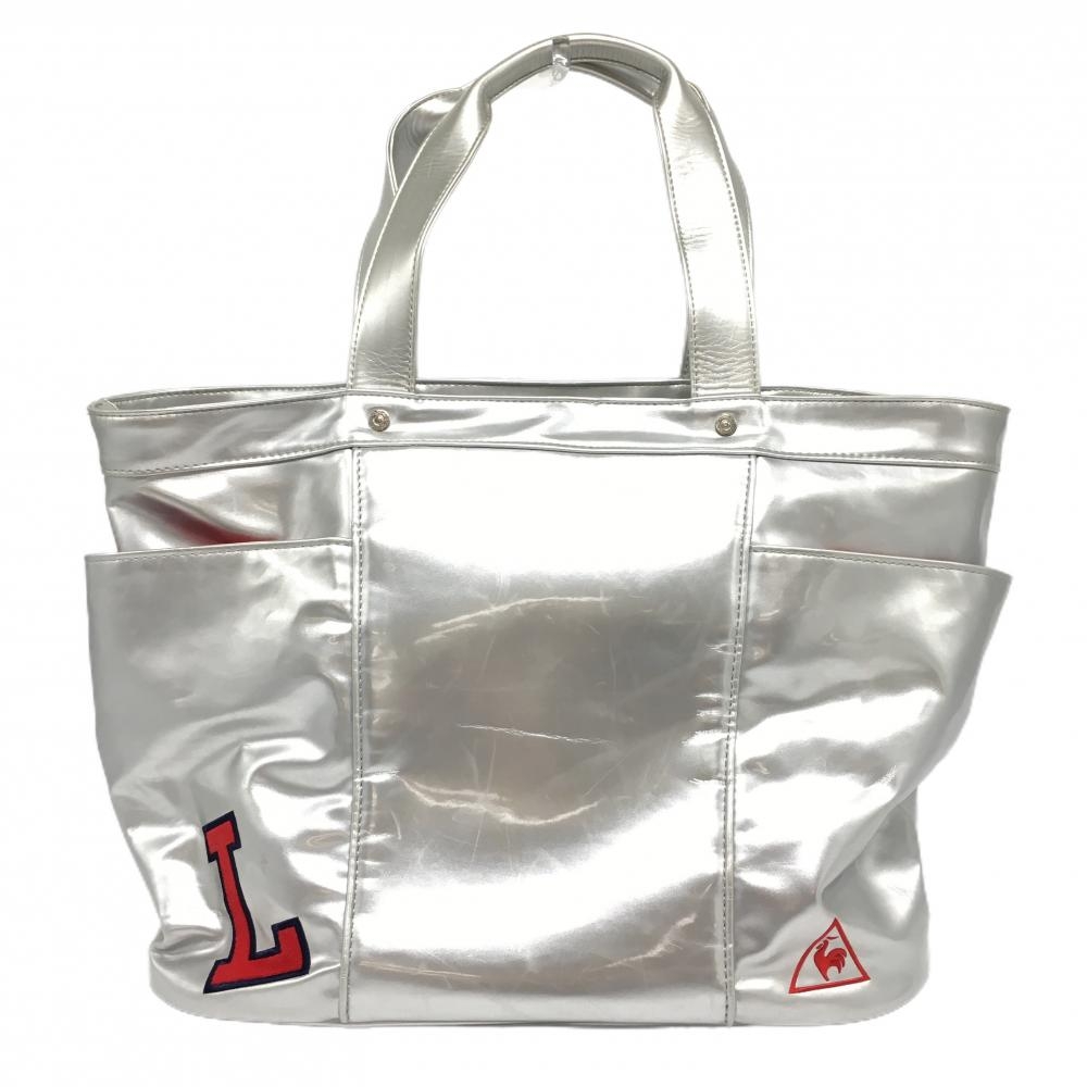 ルコック トートバッグ シルバー 内外ポケット シューズ収納可  ゴルフ le coq sportif