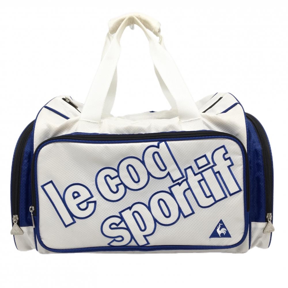 ルコック 2WAYボストンバッグ 白×ブルー 複数ポケット ショルダーストラップ ゴルフ le coq sportif