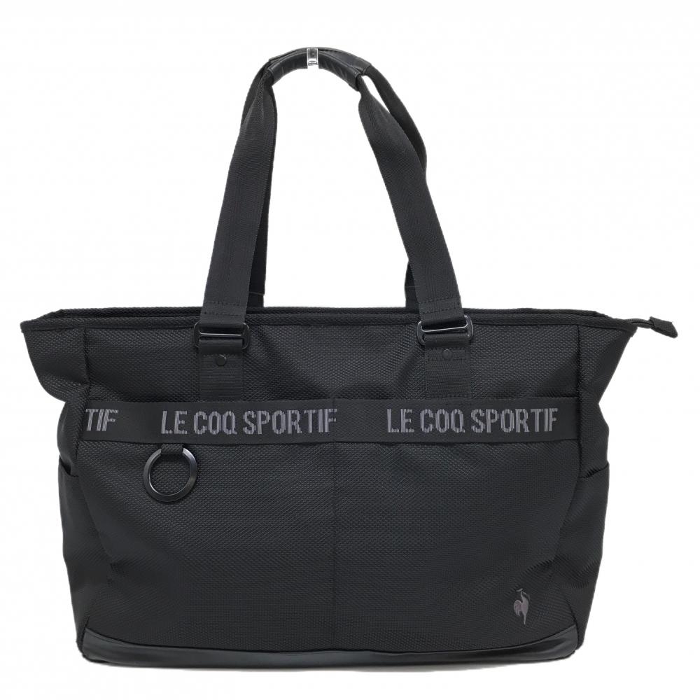 【美品】ルコック ビッグトートバッグ 黒 シューズ収納 内外サイドポケット ゴルフ le coq sportif