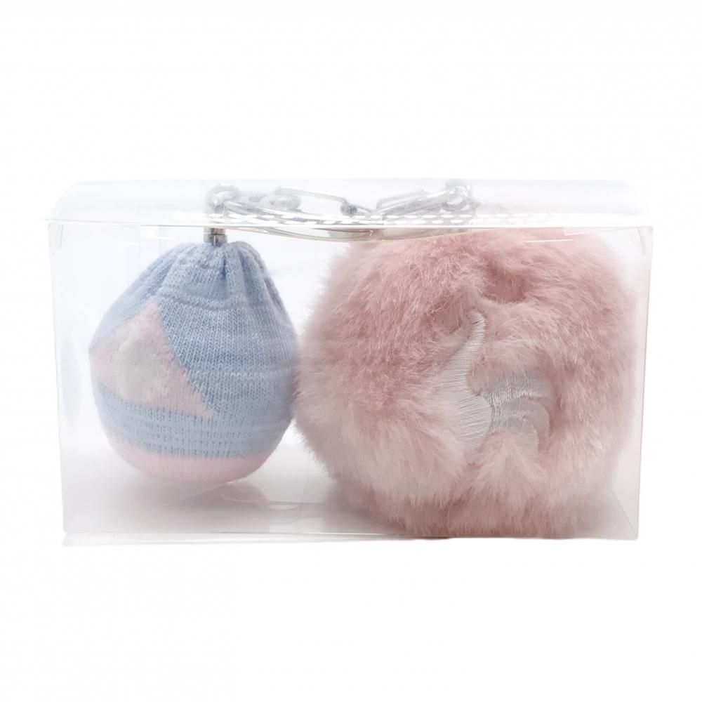 【新品】ルコックゴルフ ボールホルダー ピンク×ライトブルー 2個セット ファー ゴルフ le coq sportif