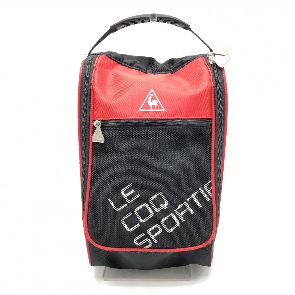 【美品】ルコック シューズケース 黒×レッド 外ポケット ゴルフ le coq sportif