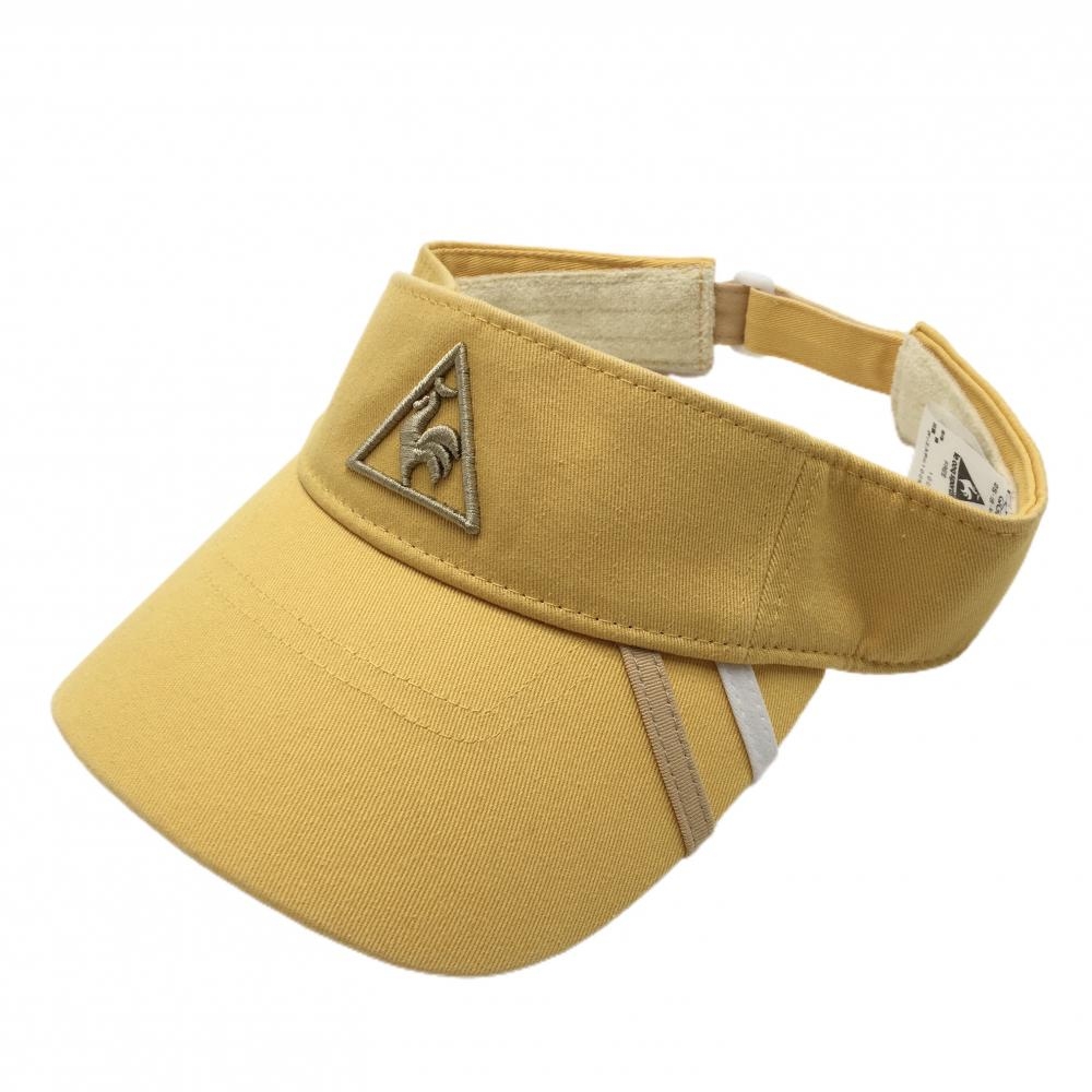【美品】ルコック サンバイザー イエロー×ベージュ 立体ロゴ刺しゅう FREE  ゴルフウェア le coq sportif