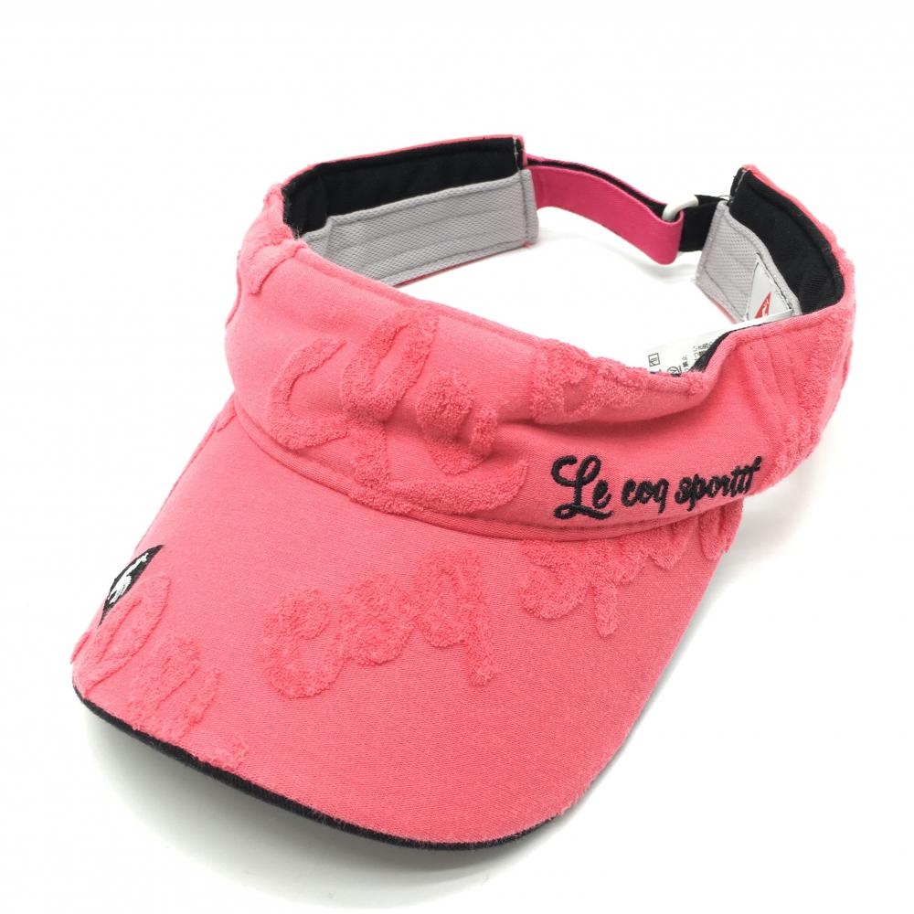 ルコック サンバイザー オレンジピンク 立体ロゴ総柄 F(55cm-57cm)  ゴルフウェア le coq sportif