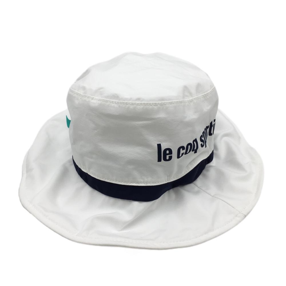 【美品】ルコック レインハット 白×ネイビー 裏メッシュ  F(55-57cm) ゴルフウェア le coq sportif
