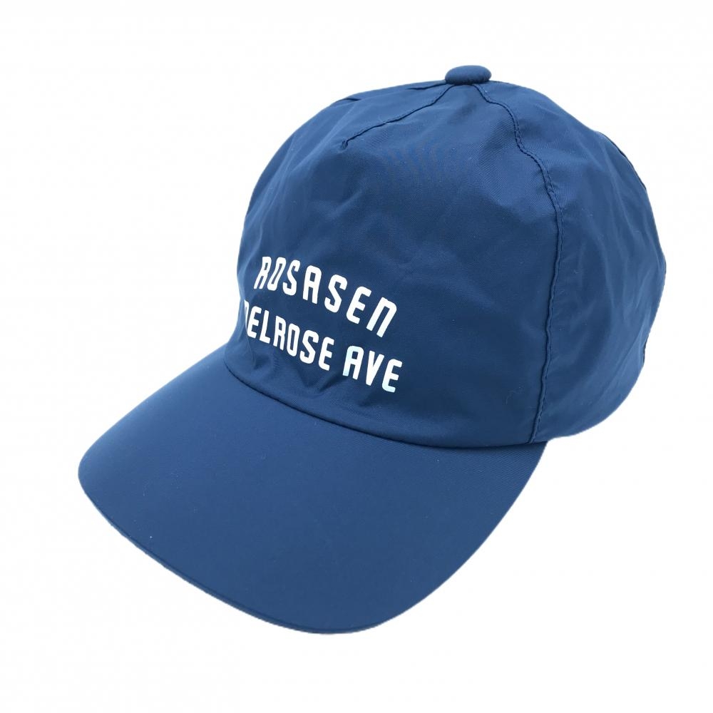 【超美品】ロサーセン レインキャップ ネイビー×白 ロゴプリント 裏地メッシュ 40   ゴルフウェア Rosasen