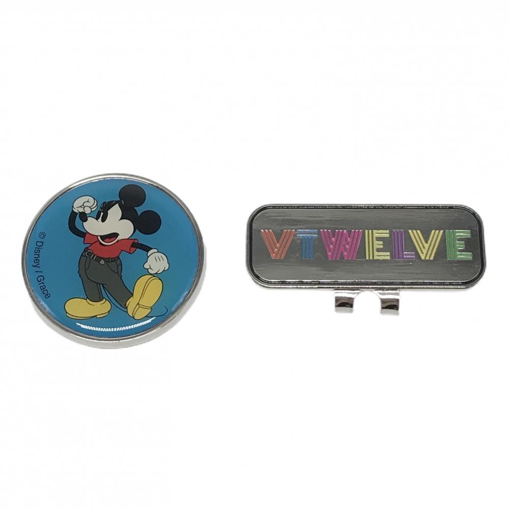 【新品】V12×Disney クリップマーカー シルバー×ブルー ミッキー  ゴルフ V12