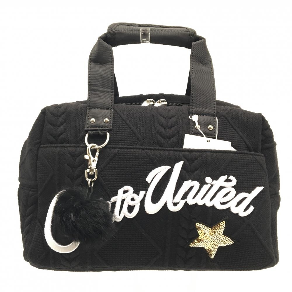 【新品】クアルトユナイテッド カートバッグ 黒 ニット ロゴ刺しゅう 星ゴルフ CUARTO UNITED