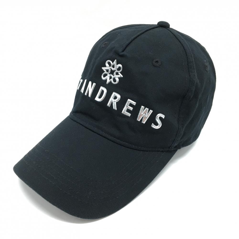 【美品】セントアンドリュース キャップ 黒×シルバー 立体ロゴ FR   ゴルフウェア St ANDREWS
