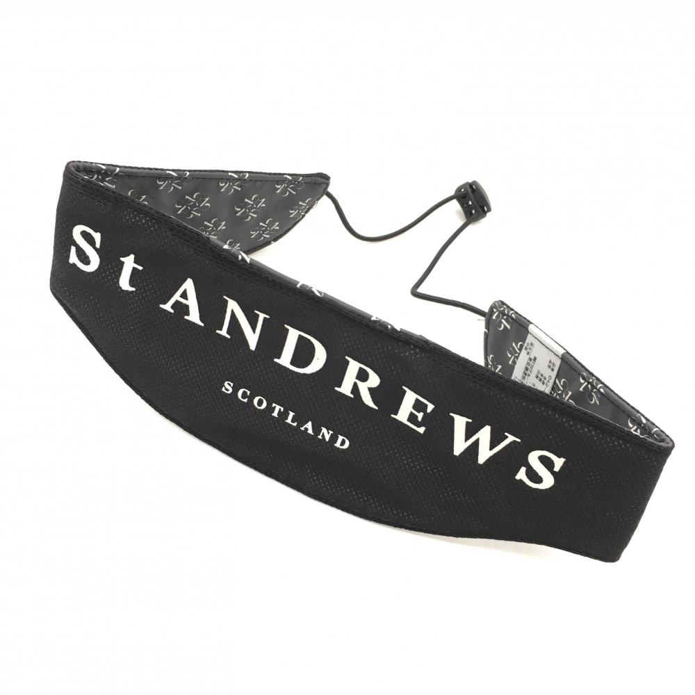 【新品】セントアンドリュース ネッククーラー 黒×白 ロゴプリント FR ゴルフウェア 10％OFF〜 St ANDREWS