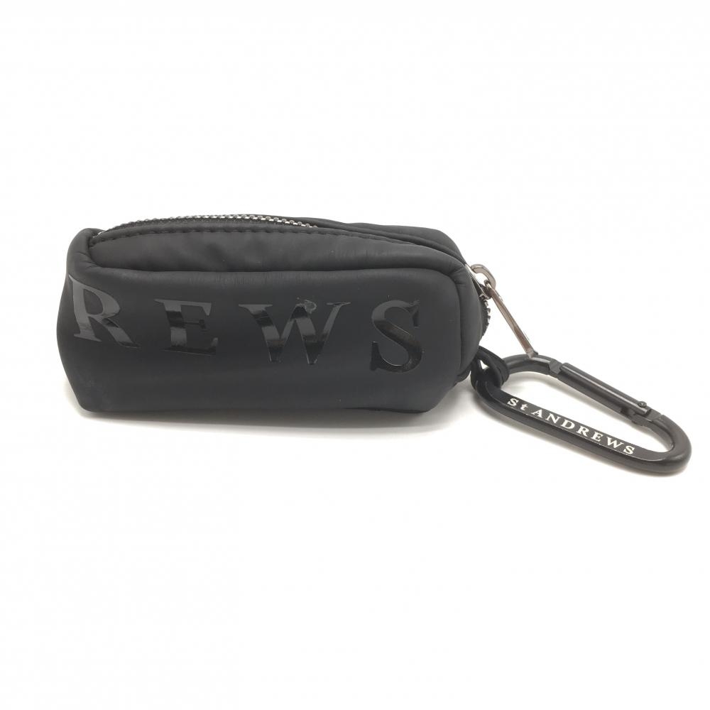 【美品】セントアンドリュース ボールポーチ 黒 ロゴ ボールケース カラビナ付き ゴルフ St ANDREWS