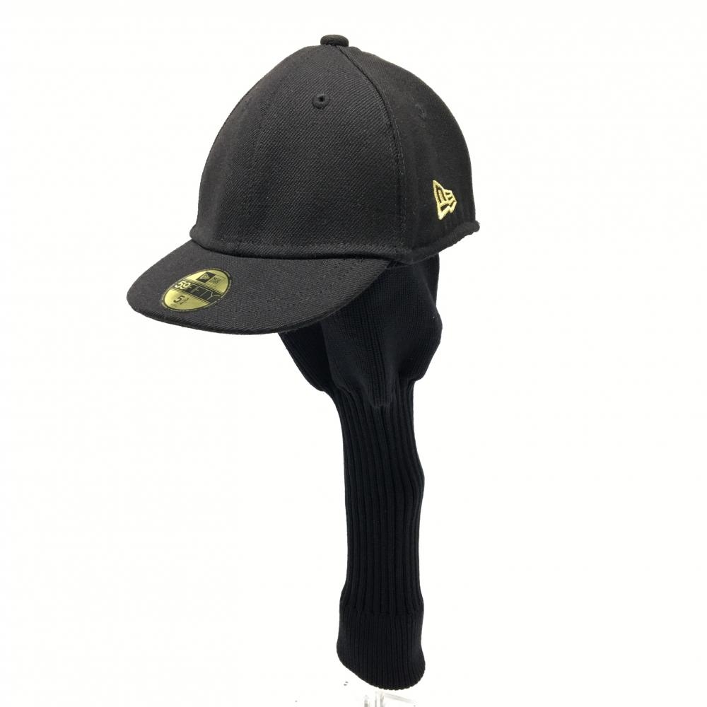 【超美品】ニューエラ ヘッドカバー(DR) 黒 キャップ柄 ティー装着可 ゴルフ New Era