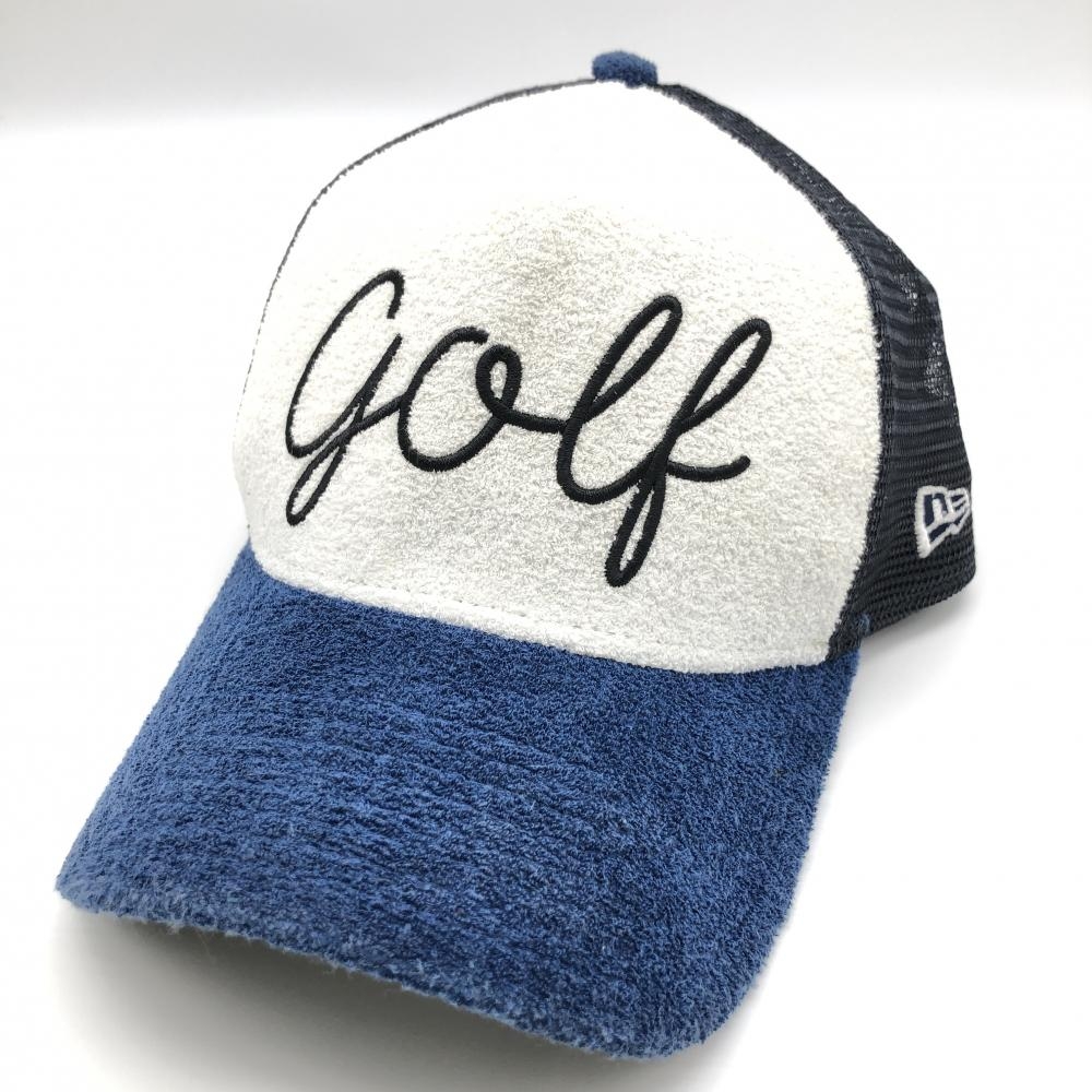 ニューエラ メッシュキャップ 白×ネイビー パイル地  ゴルフウェア New Era