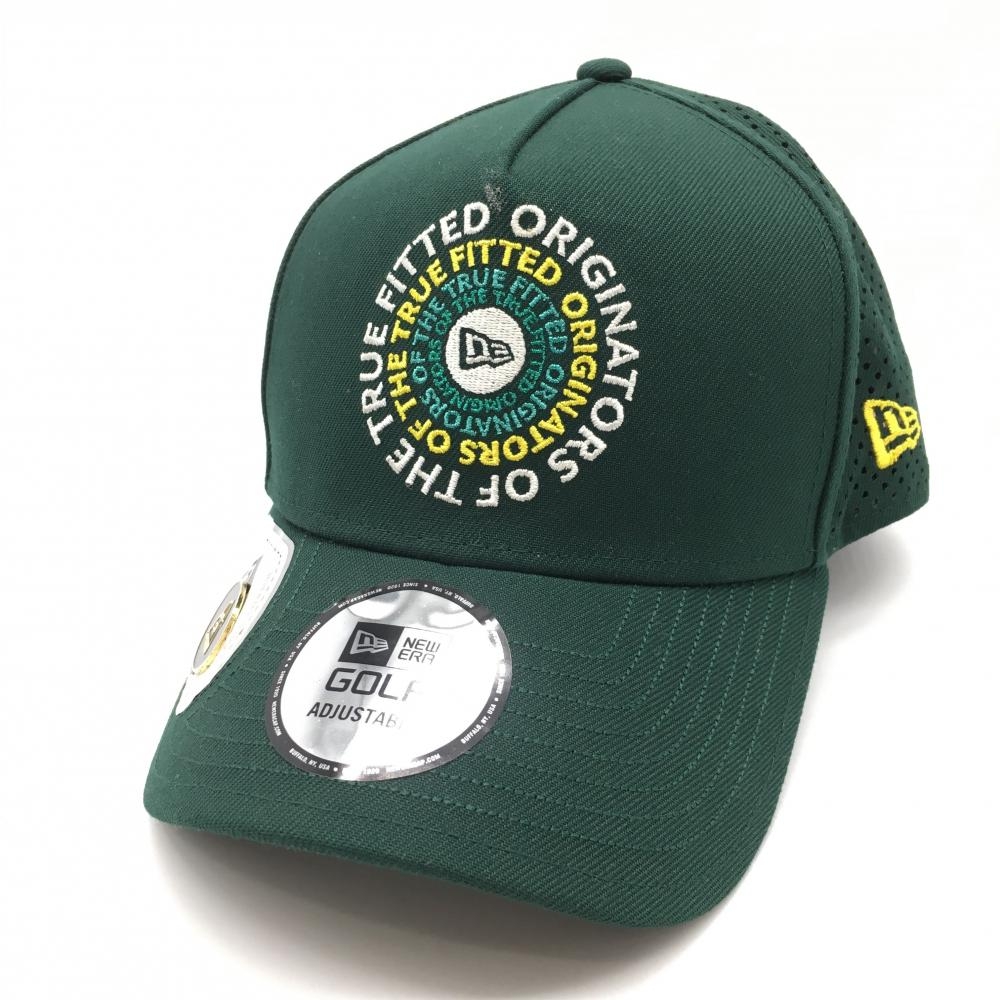【超美品】ニューエラ キャップ グリーン×白 ロゴ刺しゅう マグネットマーカー付き ゴルフウェア New Era