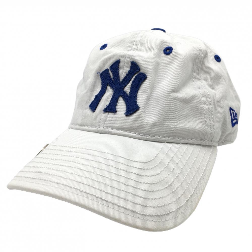 【美品】ニューエラ キャップ 白×ブルー ティー装着可 マグネットマーカー付 COOPERSTOWN　 ゴルフウェア New Era