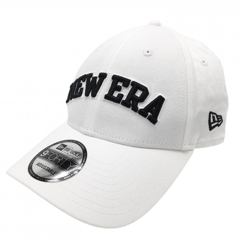 【超美品】ニューエラ キャップ 白×黒 立体ロゴ刺しゅう  ゴルフウェア New Era
