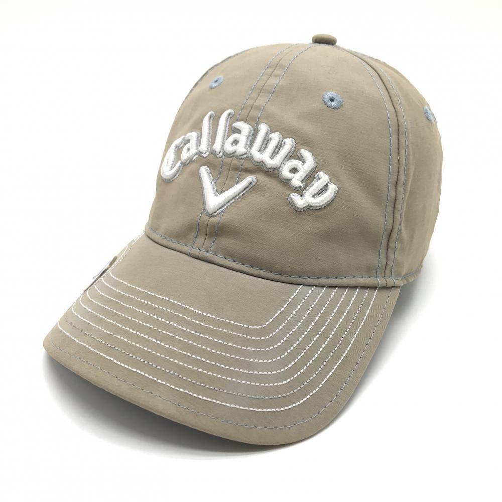 ニューエラ×キャロウェイ キャップ グレージュ×白 立体ロゴ刺しゅう マグネットマーカー付き 内側汚れ  ゴルフウェア New Era