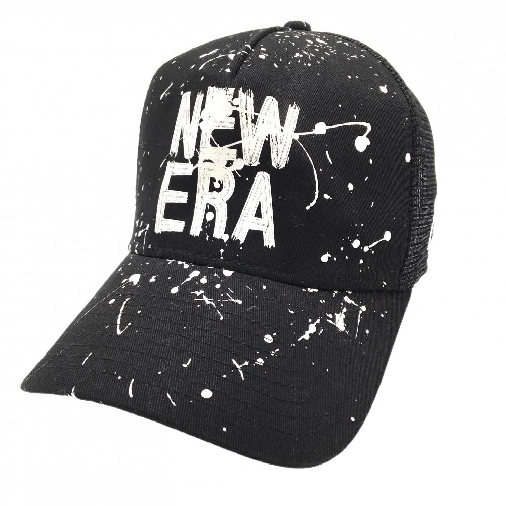 ニューエラ メッシュキャップ 黒×白 総柄  ゴルフウェア New Era