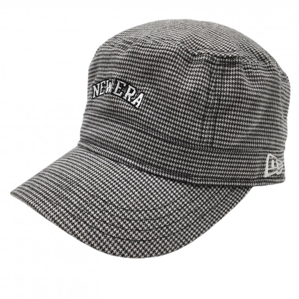 【美品】ニューエラ ワークキャップ アイボリー×黒 千鳥格子 微起毛   ゴルフウェア New Era