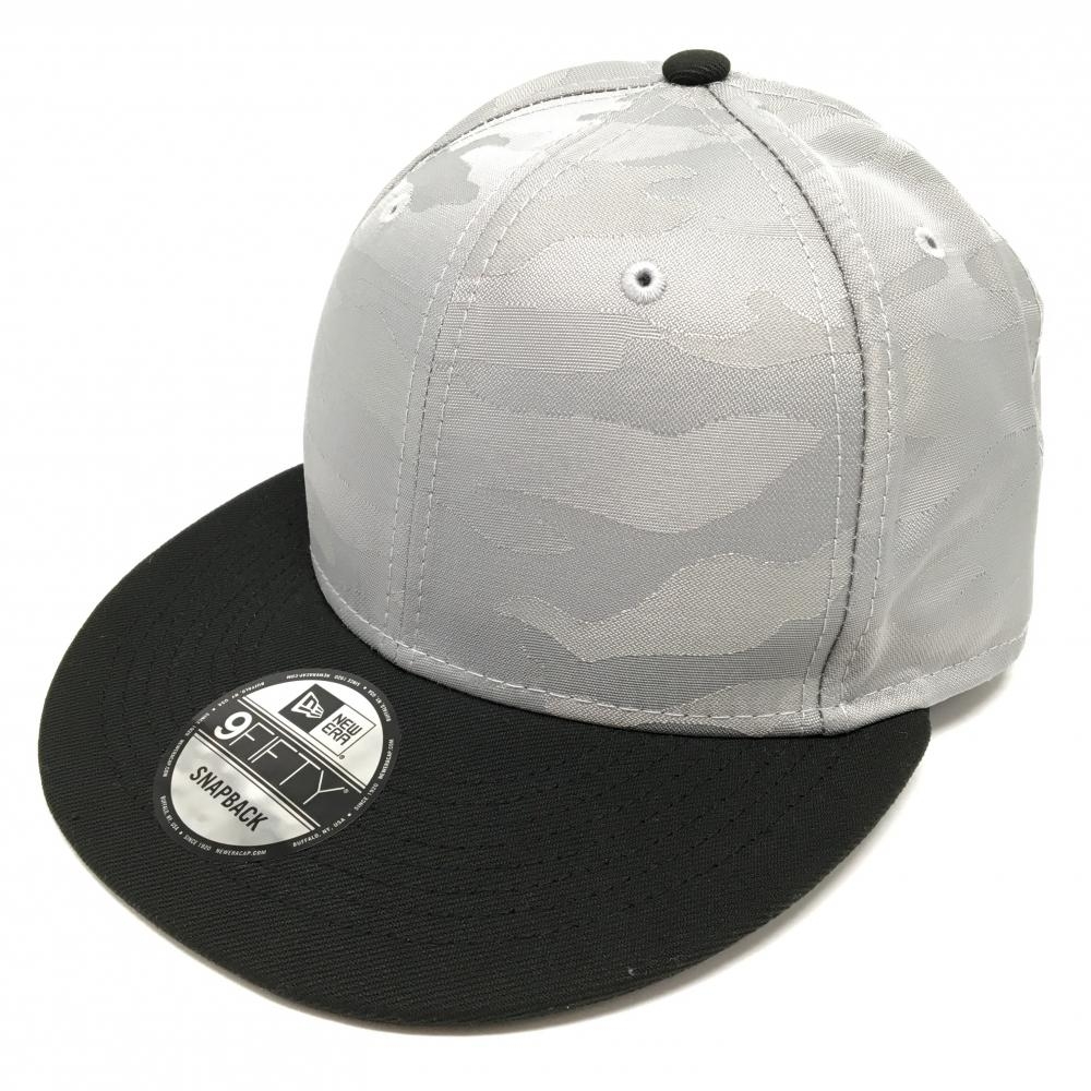 【超美品】ニューエラ キャップ グレー×黒 カモフラ地模様 迷彩 ONE SIZE   ゴルフウェア New Era