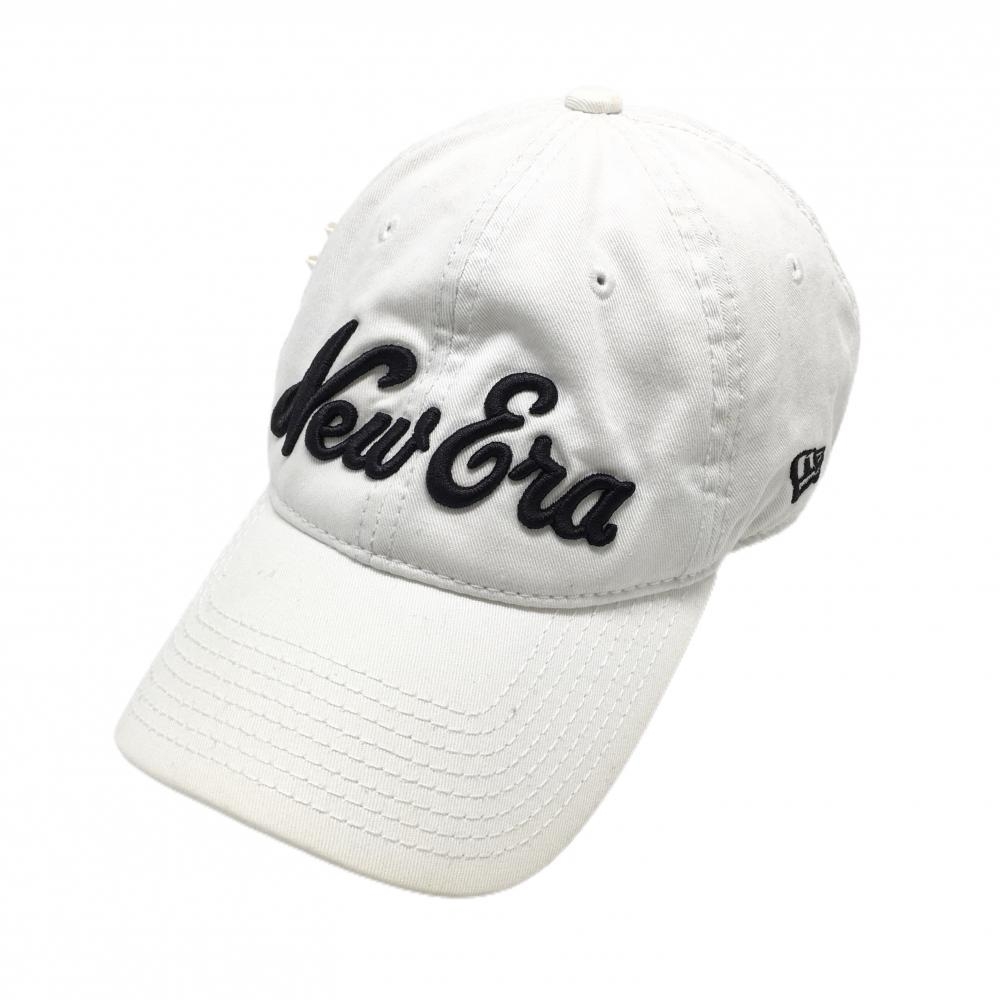 ニューエラ キャップ 白×黒 ティー装着可 綿100％   ゴルフウェア New Era