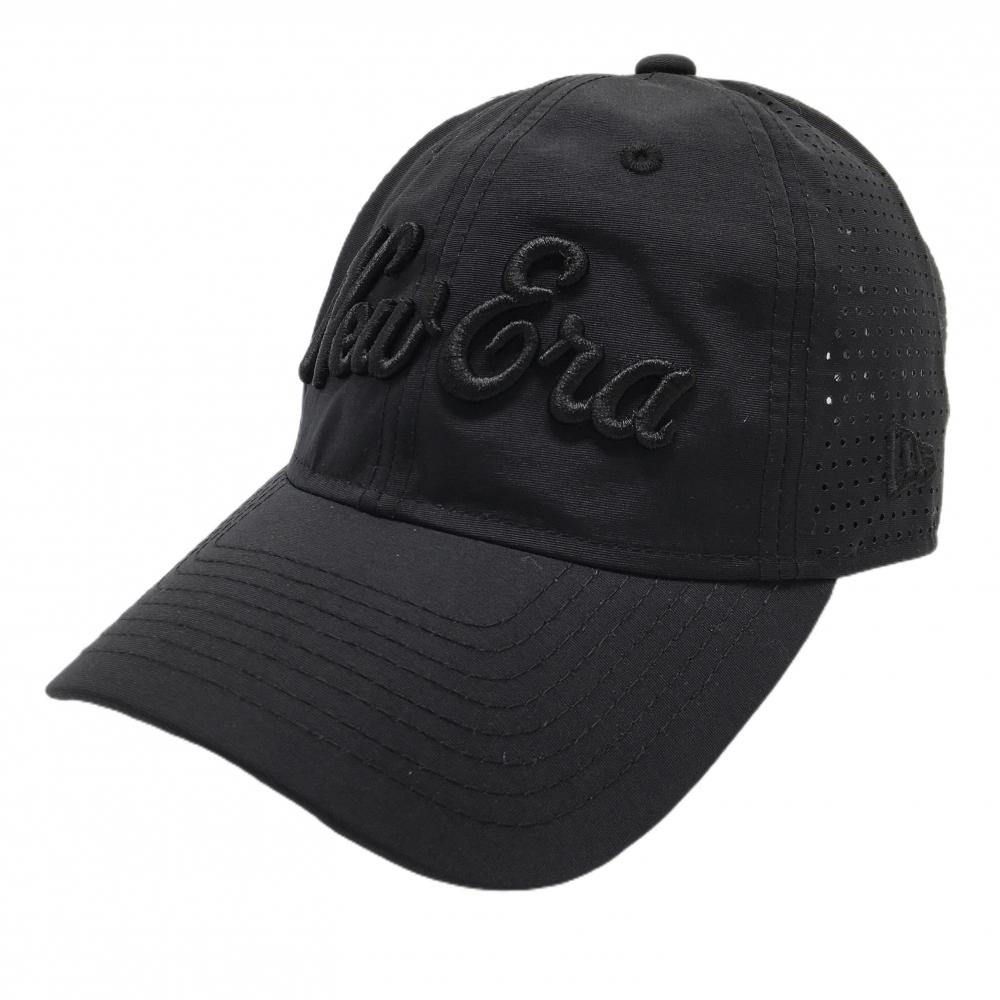 【超美品】ニューエラ キャップ 黒 一部メッシュ 立体ロゴ刺しゅう    ゴルフウェア New Era