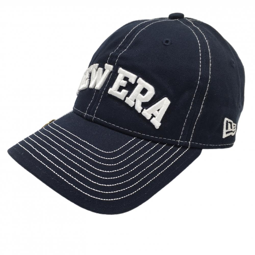 【超美品】ニューエラ キャップ ネイビー×白 立体ロゴ刺しゅう マグネットマーカー付    ゴルフウェア New Era
