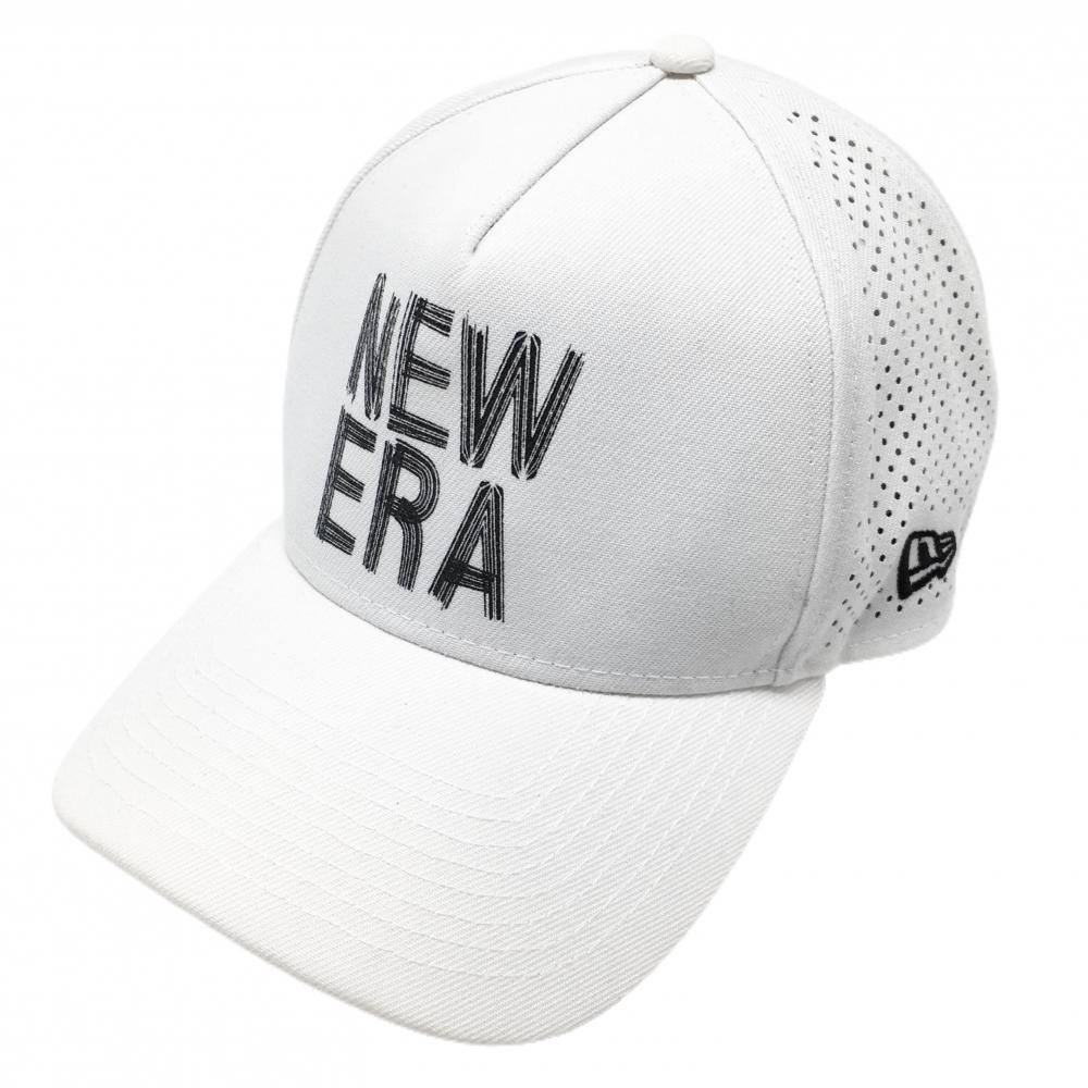 【美品】ニューエラ メッシュキャップ 白×黒 ロゴプリント   ゴルフウェア New Era