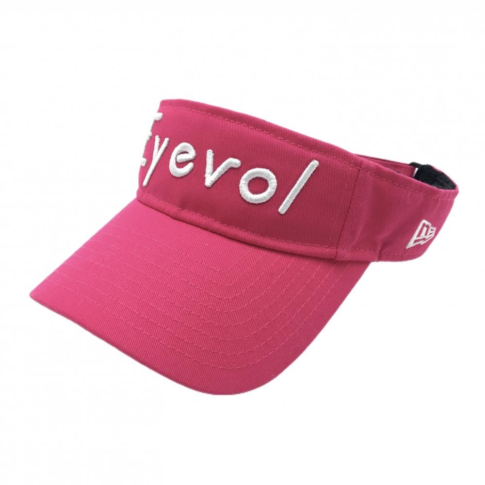 【超美品】ニューエラ サンバイザー ピンク×白 立体ロゴ刺しゅう 内側パイル地  ゴルフウェア New Era