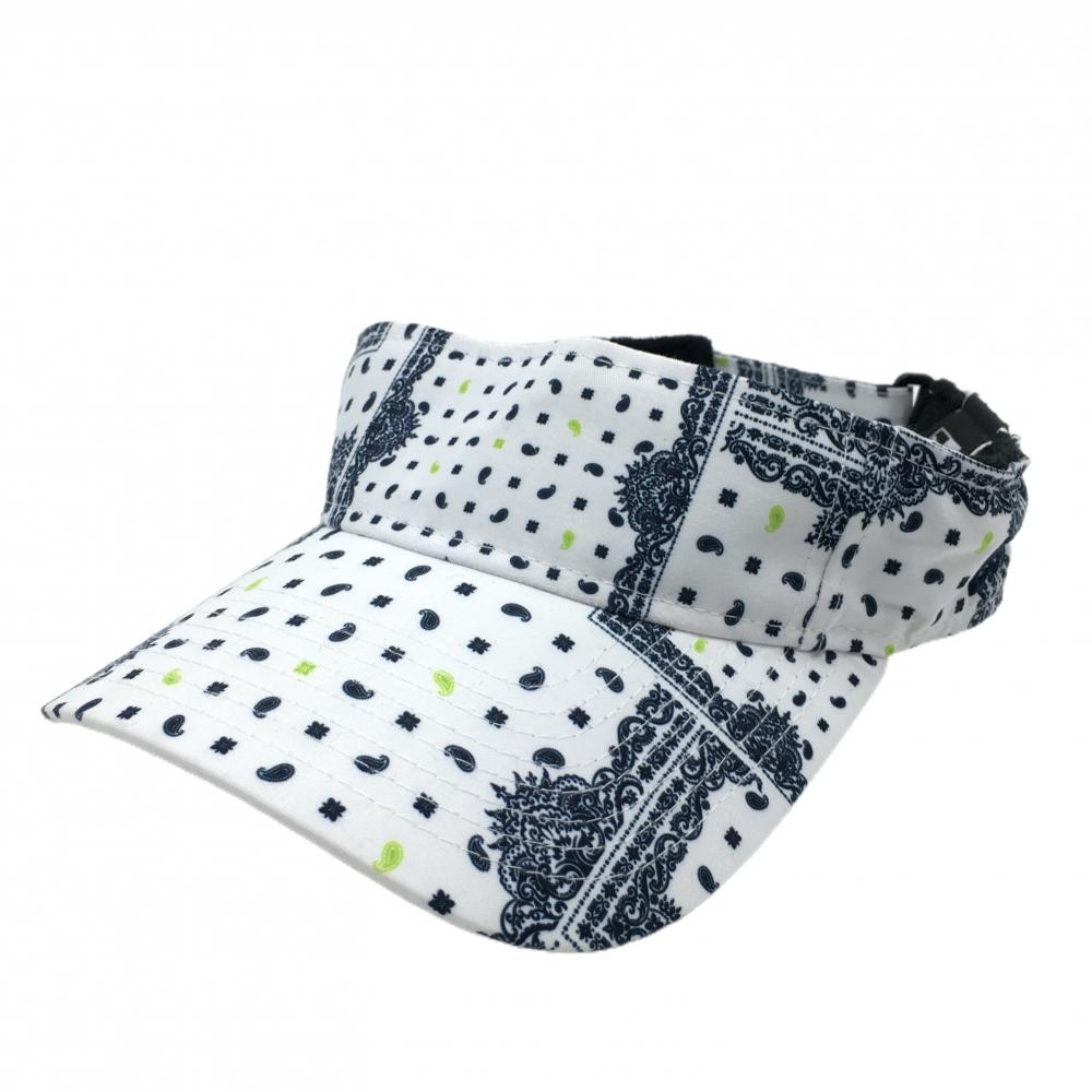 【美品】ニューエラ サンバイザー 白×ネイビー 総柄    ゴルフウェア New Era