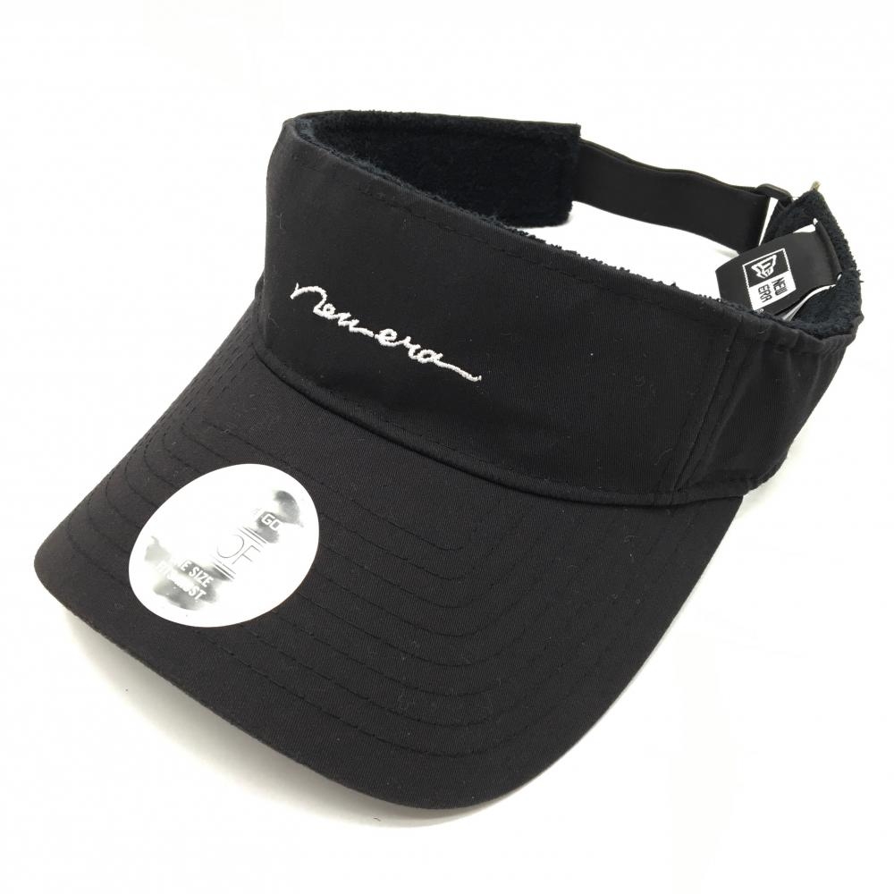 【美品】ニューエラ サンバイザー 黒×白 ロゴ刺しゅう   ゴルフウェア New Era