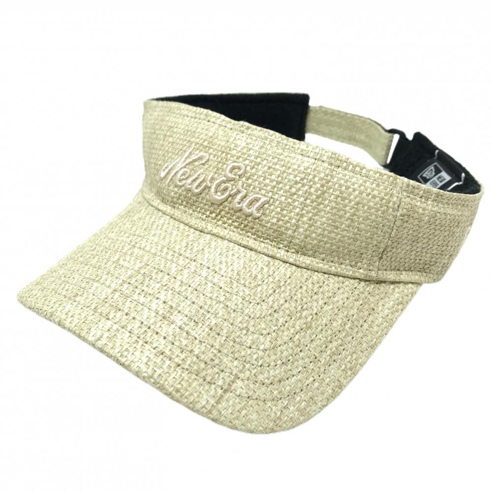 【美品】ニューエラ サンバイザー ベージュ ロゴ刺しゅう   ゴルフウェア New Era