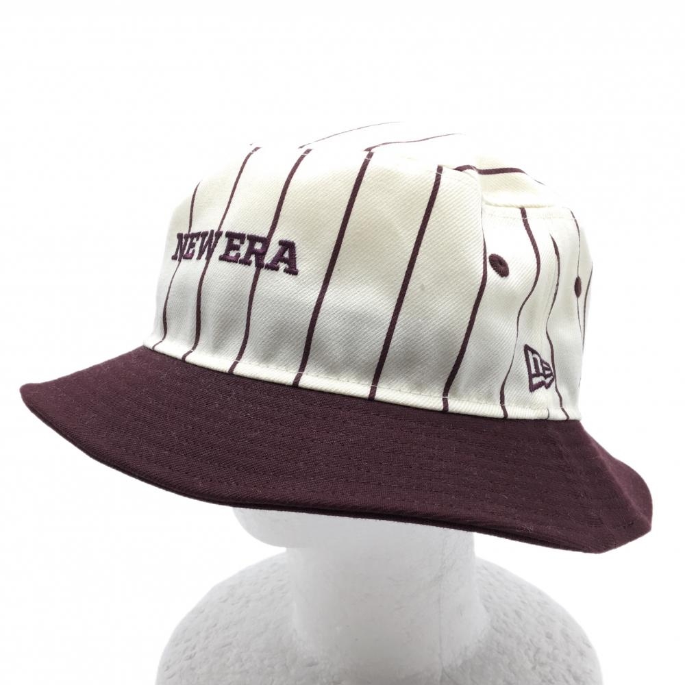 【超美品】ニューエラ ハット 白×ボルドー 一部ストライプ  LARGE/XLARGE  ゴルフウェア New Era
