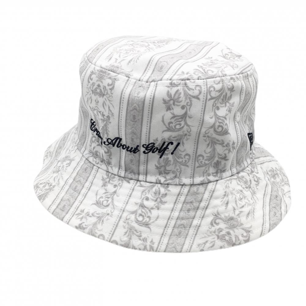 【超美品】ニューエラ ハット 白×グレー 総柄  SMALL/MEDIUM  ゴルフウェア New Era