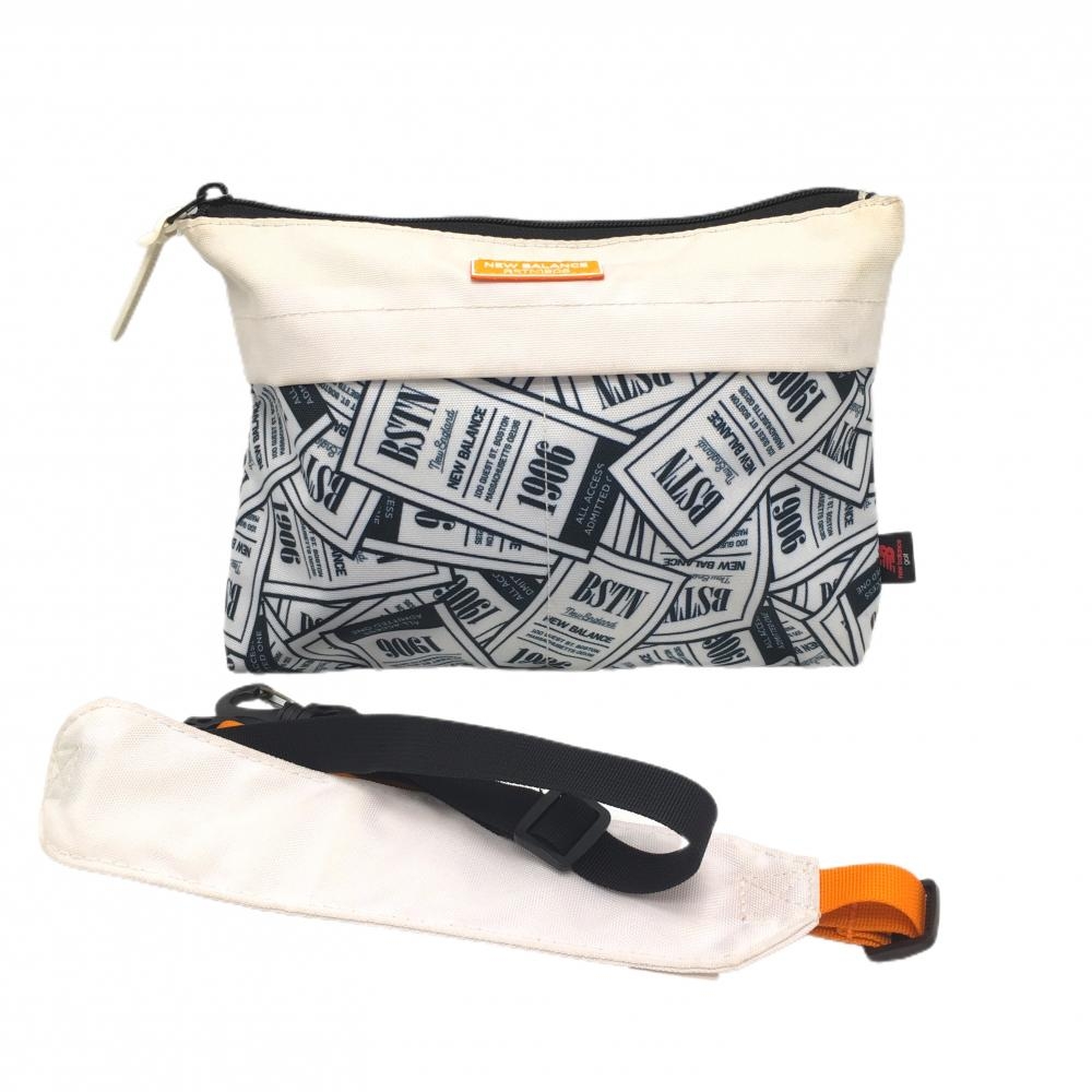 ニューバランスゴルフ ショルダーバッグ 白×ネイビー 総柄 ストラップ着脱可 サコッシュ  ゴルフ New Balance