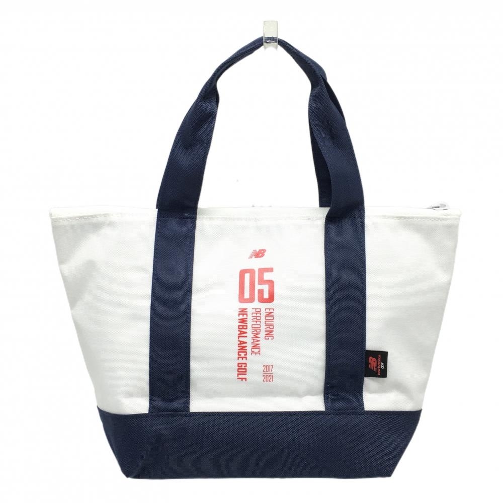 【超美品】ニューバランス 保冷カートバッグ 白×ネイビー ロゴプリント ゴルフ New Balance