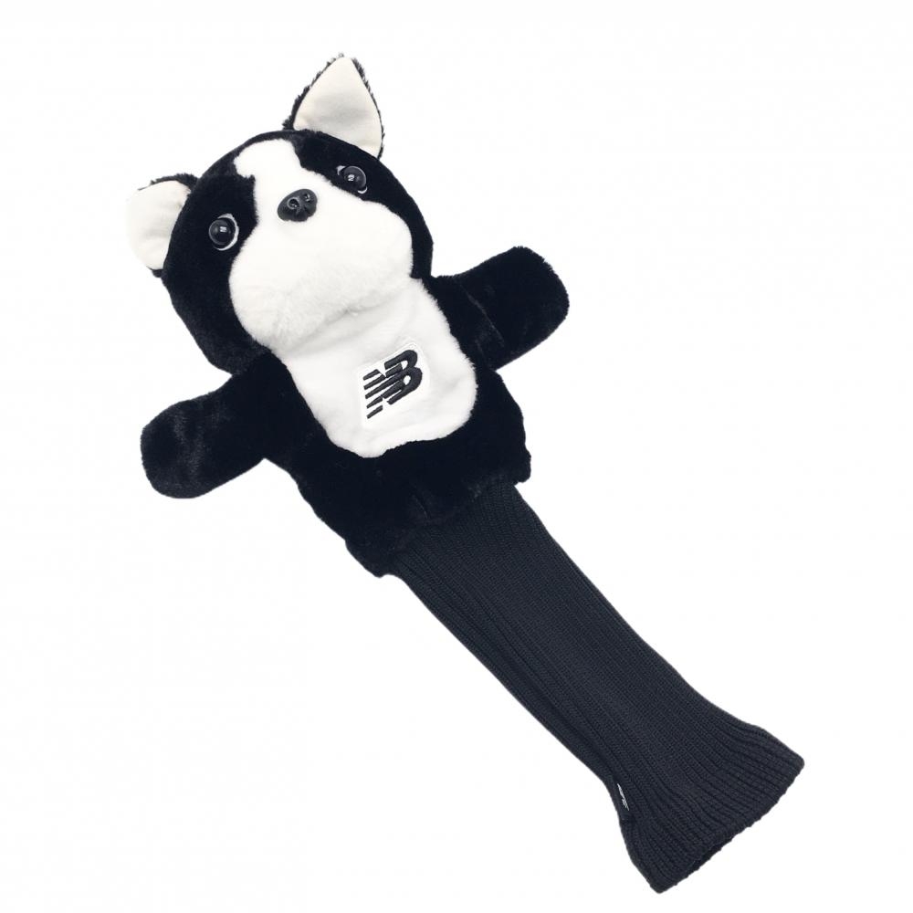 【超美品】ニューバランス ヘッドカバー(DR) 黒×白 ボストンテリア ぬいぐるみ ドライバー ゴルフ New Balance