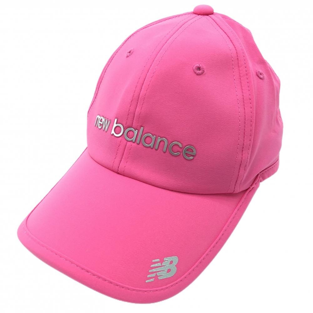 【美品】ニューバランスゴルフ キャップ ピンク ロゴ 額薄汚れ FR  ゴルフウェア New Balance